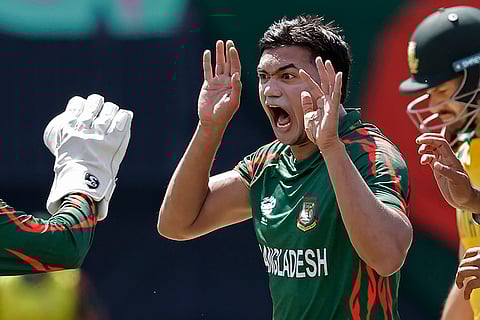 Taskin Ahmed celebrates Aiden Markram's wicket